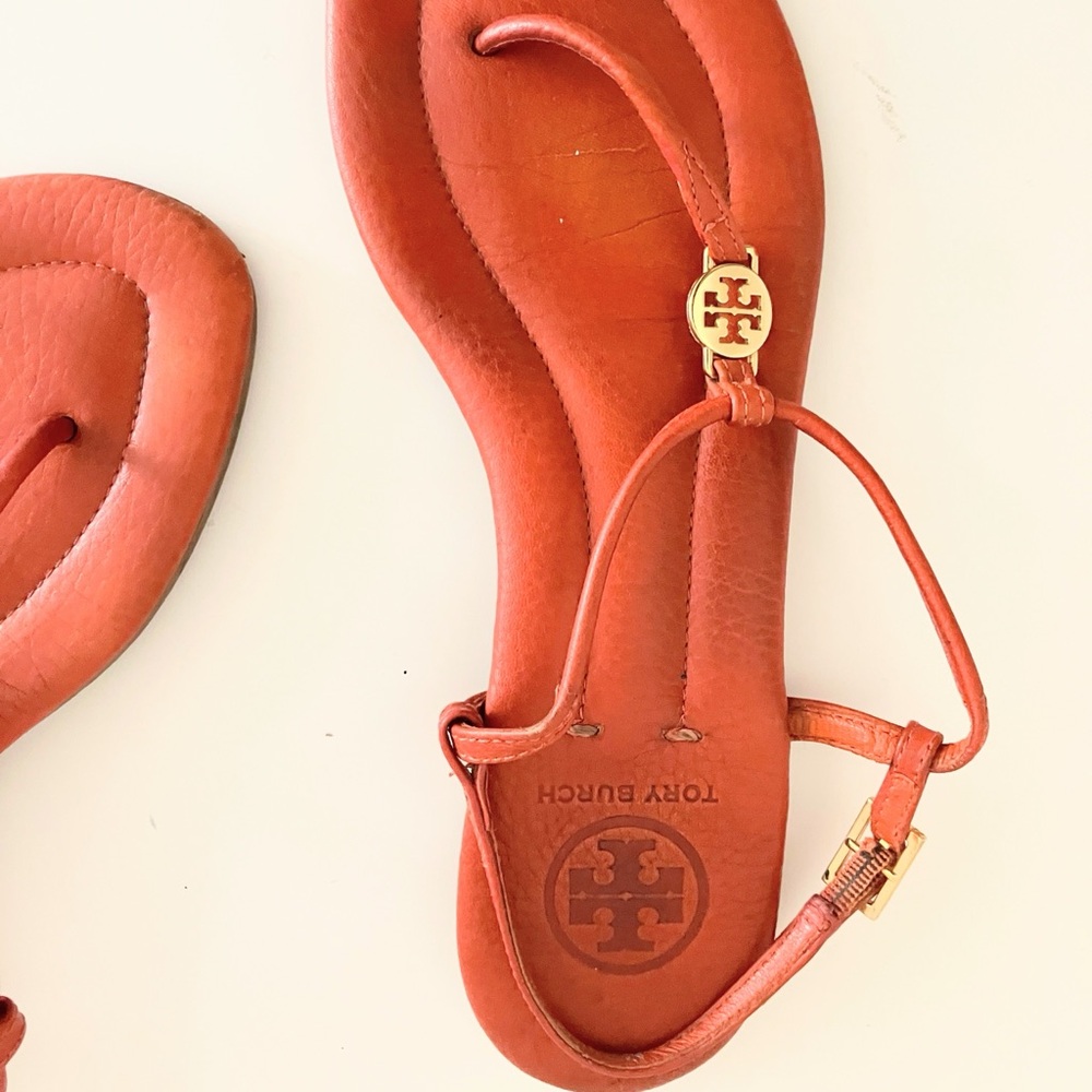 Tory Burch Women's Orange T strap Sandals - Picture 3 of 6